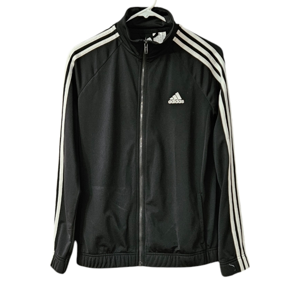 Adidas Women's Track Jacket Size Medium Full Zip Black White